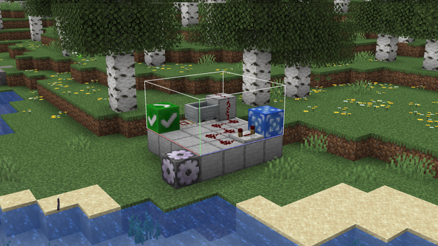 A gametest setup in a birch forest.