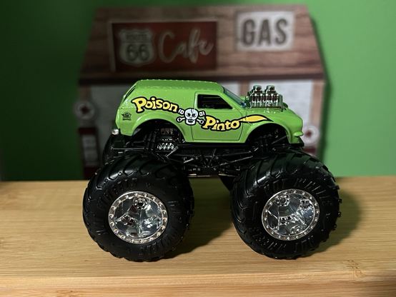 A 4x4 Ford Pinto station wagon made by HotWheels called the Poison Pinto.