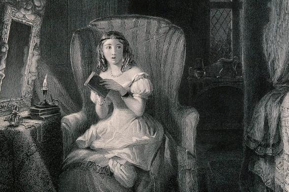 A young woman is sitting in a chair reading a story which has made her nervous. Source: Wellcome Images