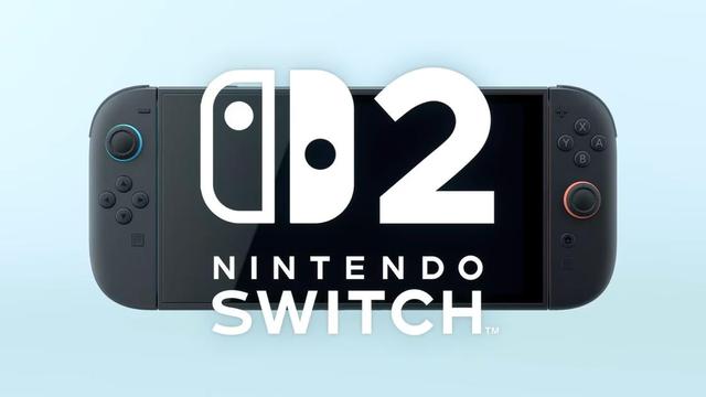 The new, larger Nintendo Switch 2, and the new console's logo.