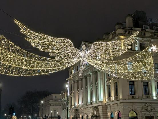 Angels on Regent Street London during Christmas.