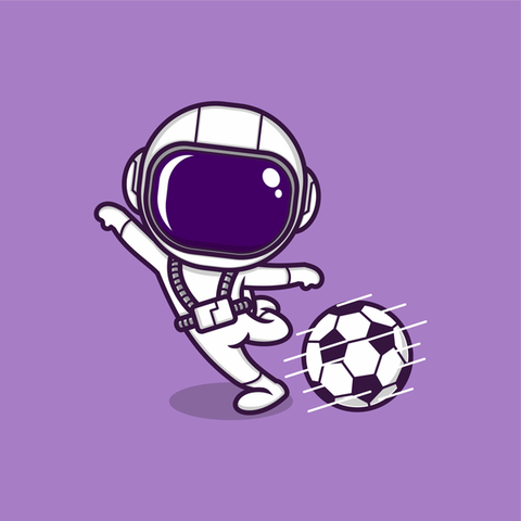 Illustration of astronaut playing soccer