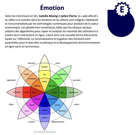 Page de L'Abécédaire portant sur le mot « Émotion »