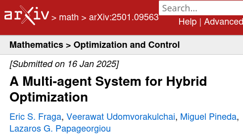 Screenshot of arXiv web site with details of publication: math > arXiv:2501.09563 with title and list of authors.