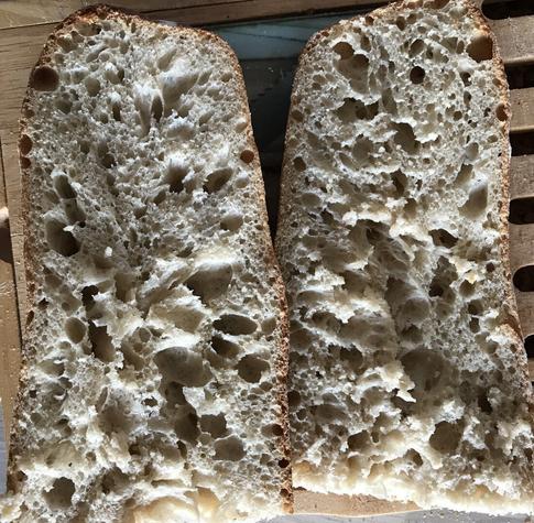 top inside view of baguettes after baking - 190920a