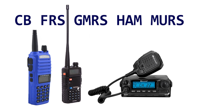 Mobile and handheld radios on a white background.