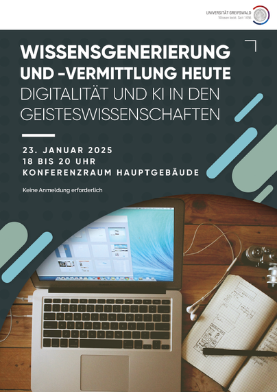Flyer Wissensgenerierung und -vermittlung heute. Digitalität und KI in den Geisteswissenschaften