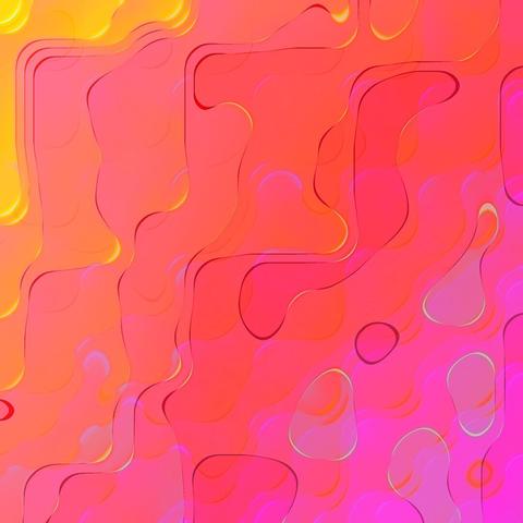 Random 2017 12 #047. Abstract wave pattern in orange, red and magenat, reminiscent of translucent plastic. Computer-generated illustration from a Photoshop automation, programmed by Stefan Romero Grieser.