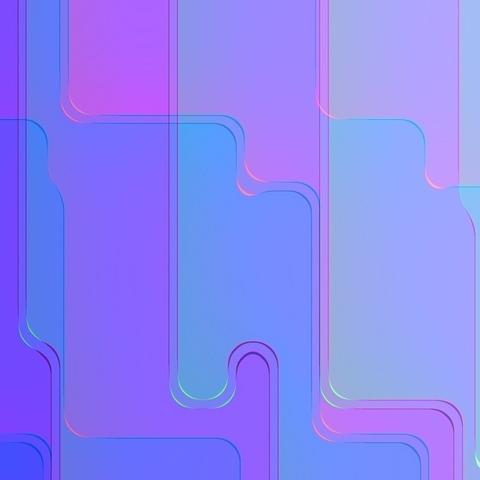 Random-2017-12-#043. Abstract wave pattern in purple and blue, reminiscent of translucent plastic. Computer-generated illustration from a Photoshop automation, programmed by Stefan Romero Grieser.