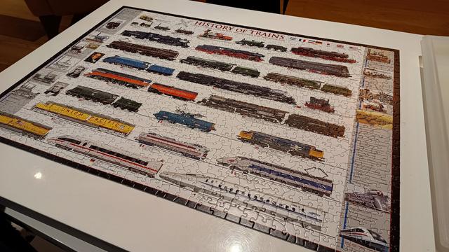 completed "history of trains" jigsaw.