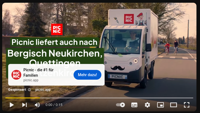 Werbevideo für PICNIC welches damit wirbt in 51381 Leverkusen auszuliefern...