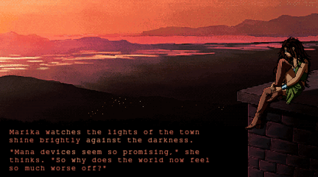 Marika sitting on a high ledge overlooking a town