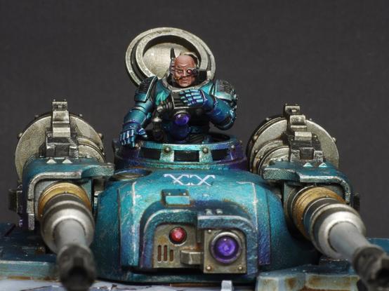 Close up of the tank commander in his turret