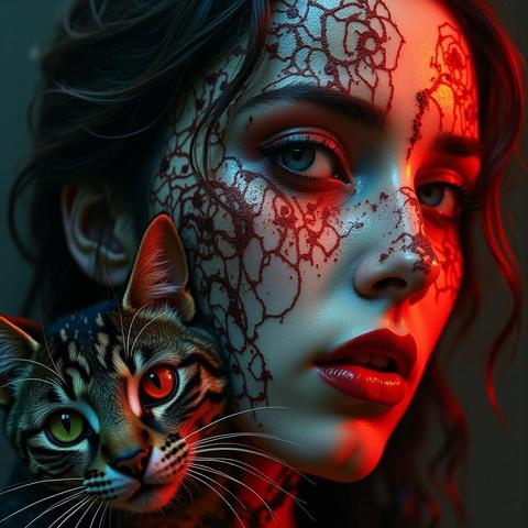 Frau mit Katze
