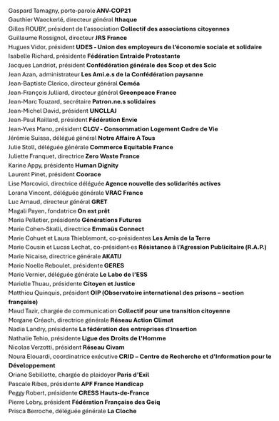 Liste des signataires