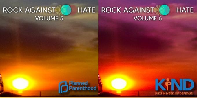 Artwork for BlowUpRadio.com's Rock Against Hate compilations, Volumes 5 and 6