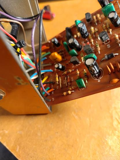 Photo of a Boss DS-1 guitar pedal with an ACA to PSA conversion (D3 and R38 replaced with jumpers).