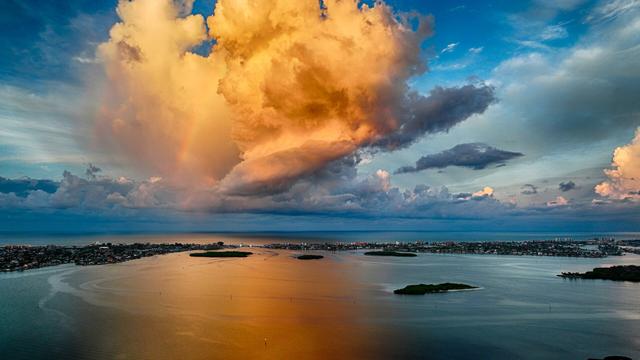 Huge cloud bank over Boca Ciega Bay at sunrise.