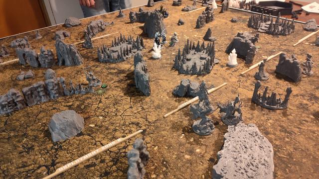 One Page Rules Age of Fantasy: Skirmish played in a cavern setting. Legion of the Undead fighting the Pyretic Demons.