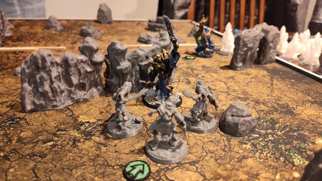 One Page Rules Age of Fantasy: Skirmish played in a cavern setting. Legion of the Undead fighting the Pyretic Demons.