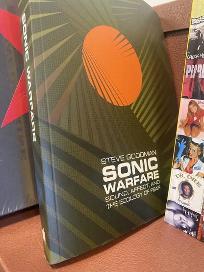 Photo of a book on a bookstore shelf.

Steve Goodman
Sonic Warefare
Sound, affect and the ecology of fear.