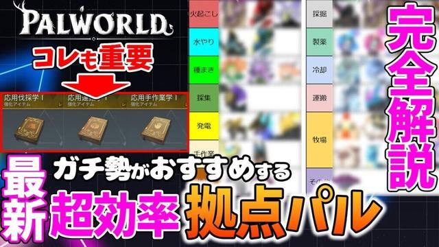 【パルワールド】ガチ勢おすすめの最新拠点パルとパッシブスキル  応用本有/無もそれぞれ紹介  1000時間プレイヤーが徹底解説  天落までのパル編【PALWORLD】