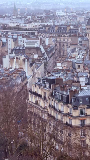 Blick auf Paris, mehrstöckige alte Wohnhäuser.