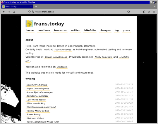 Screenshot of the website under https://frans.today/