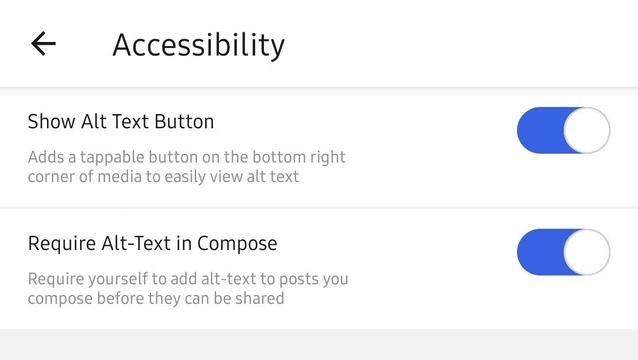 Captura de pantalla de las opciones de accesibilidad activadas.