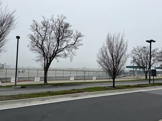 Very foggy at San Jose Airport this morning. Can barely see the other side of the airport, let along the grey aircraft taxiing.