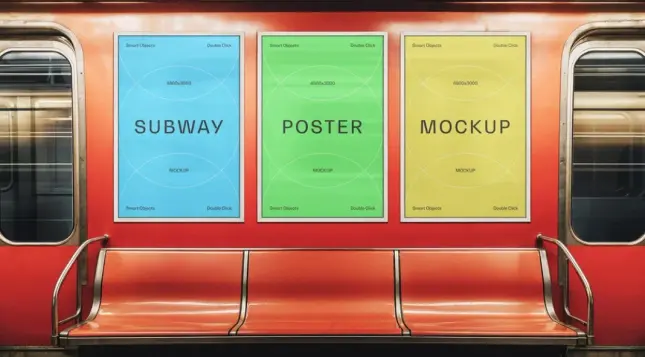 Subway Train Posters Mockup by Pixelbuddha Studio for Adobe Photoshop
