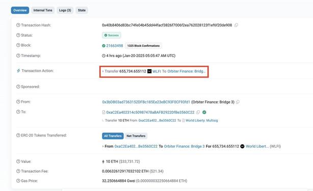 screenshot of etherscan txn
