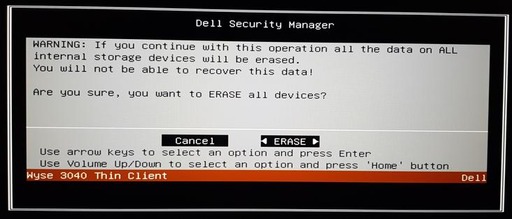 Resetting my Dell/Wyse 3040 thin client, using the integrated tools; 2nd screen after reboot