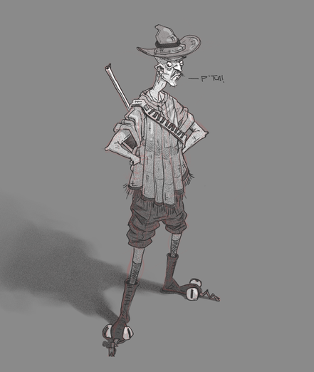 And illustration/character design of a bandit from the old west.