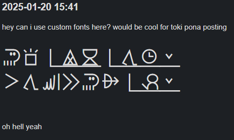 same as previous image, but the toki pona words have been converted to glyphs.