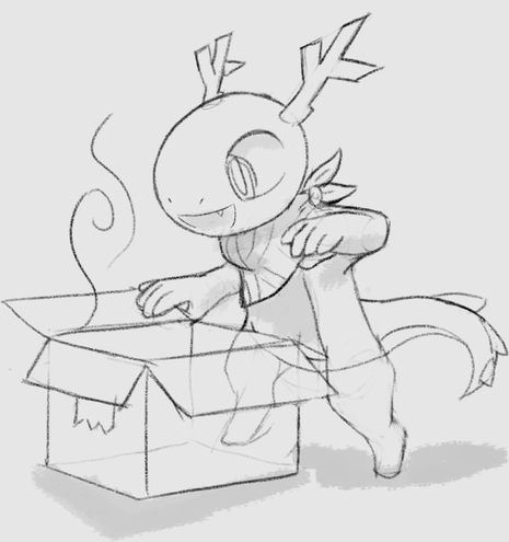 the previous image, but as a rough sketch. there are no objects floating out of the box yet, because at this time, I was undecided as to whether I should have them float, or just leave them sitting in the box