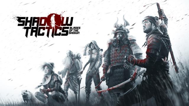 The banner of Shadow Tactics: Blades of the Shogun, featuring a band of ninjas and samurai.