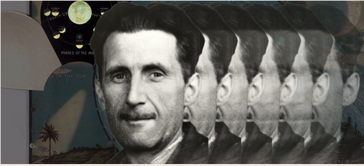 Black and white Photo of George Orwell.