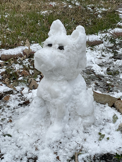 Snow sculpture of a dog