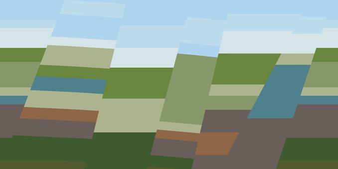 Image generated with py5, using the prompt for 2025 Genuary Day 6, landscape. The image is striated rays which give the general impression of a landscape.