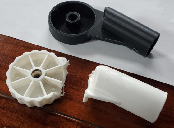 Broken part next repaired part