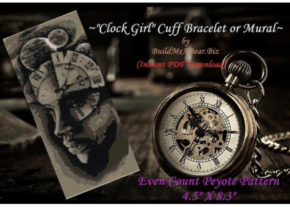 Clock face girl Peyote Bracelet Beading Pattern!