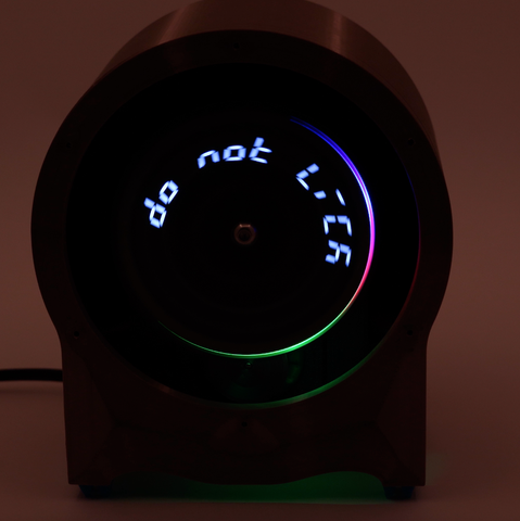 RGB POV clock showing "do not lick"