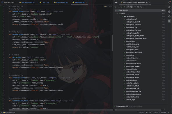 Waifuvault Python SDK and passing tests
