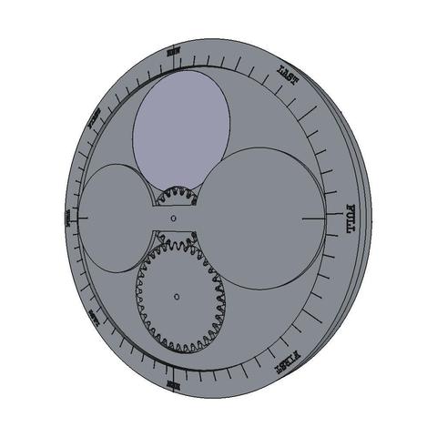 Physical moon phase calculator, screenshot of CAD design view.
