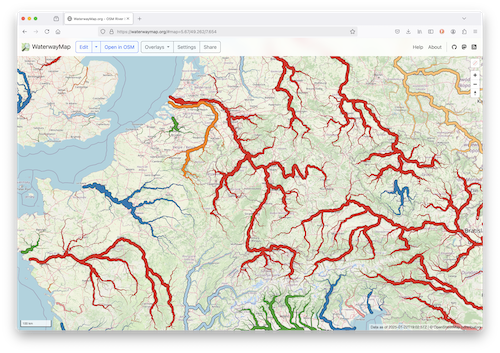 Screenshot of WaterwayMap.org