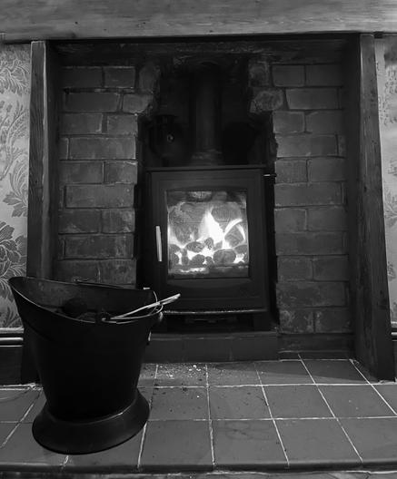 Picture of a multi fuel fire with coal bucket, it makes me feel relaxed and secure.