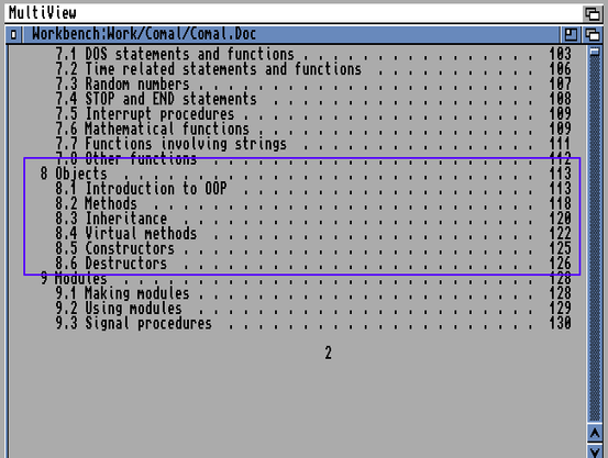 A shot of the docs with the "Objects" section and an entire chapter dedicated to the OOP programming