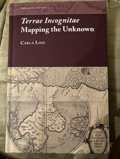 Cover of book in three registers: series name; title and author; detail from a world map with an inset of Terra Australis, the imaginary and unknown southern continent