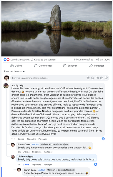 "Le  grand menhir de Lehan à Treffiagat" - Polémique de complotiste...